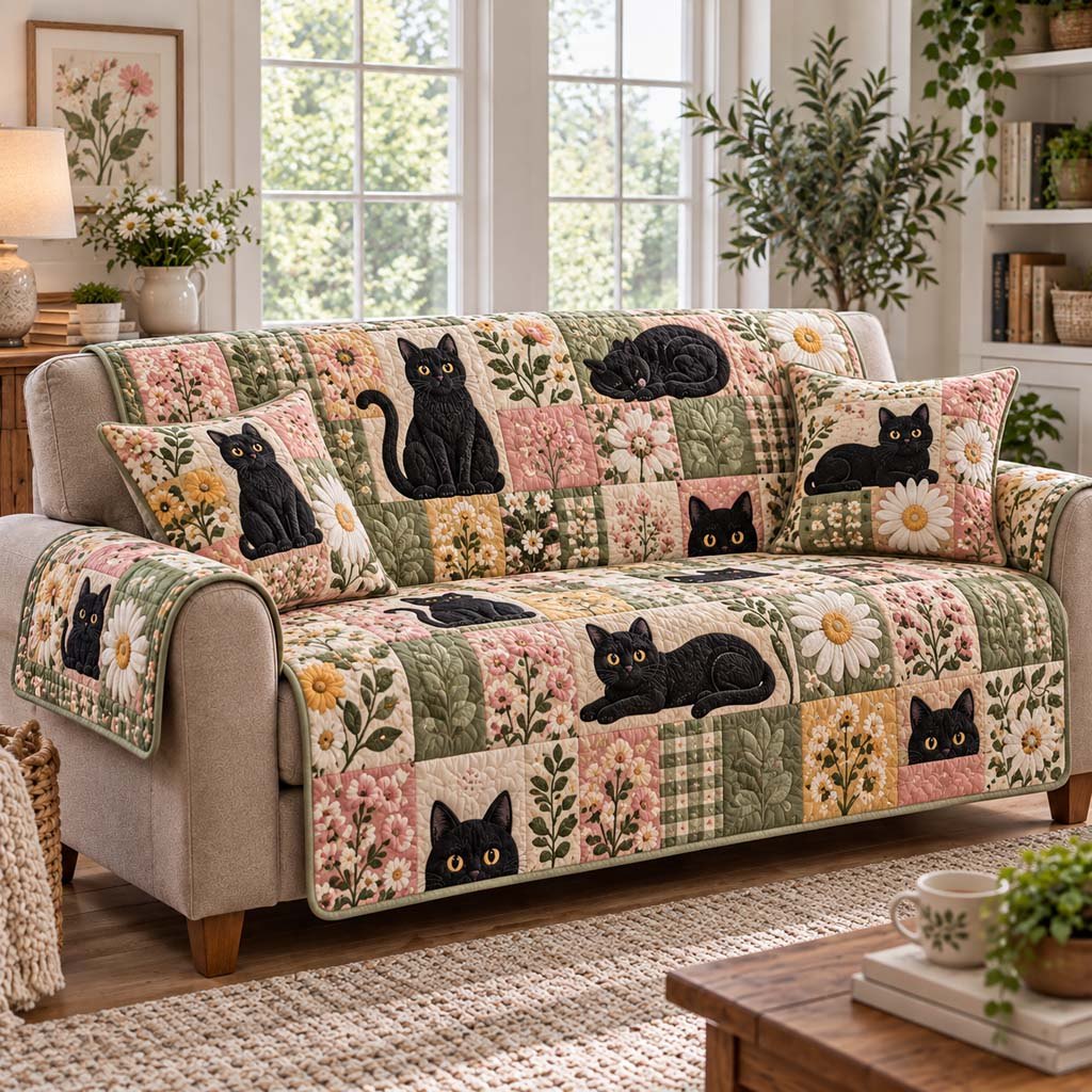 Blush Floral Cats Sofa Cover