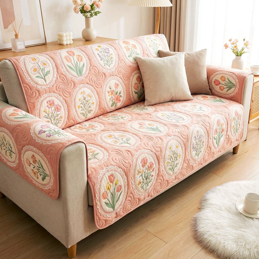 Blush Garden Charm Sofa Cover