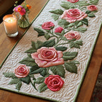 Pink Roses on Cream Vine Table Runner