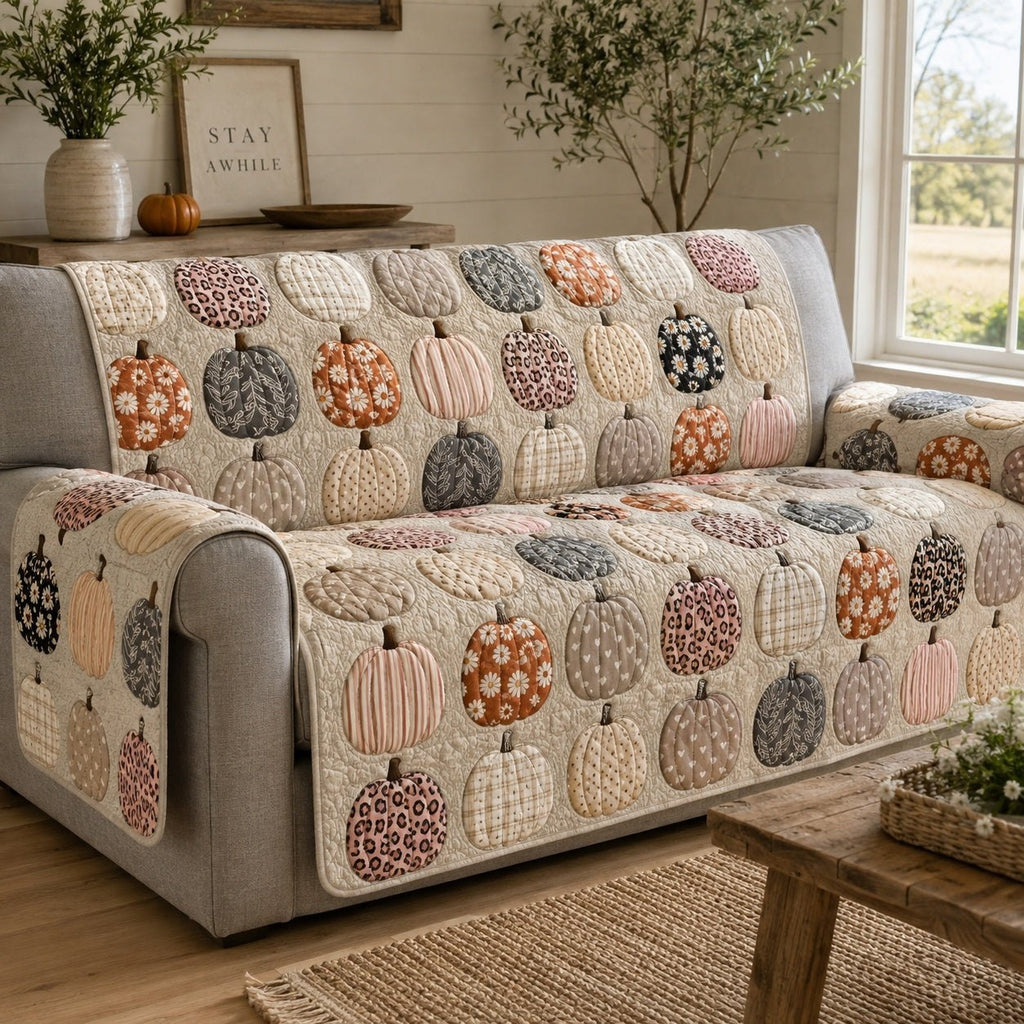 Blush Pumpkins Sofa Cover