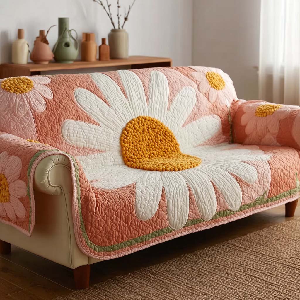 Blush Daisy Sofa Cover