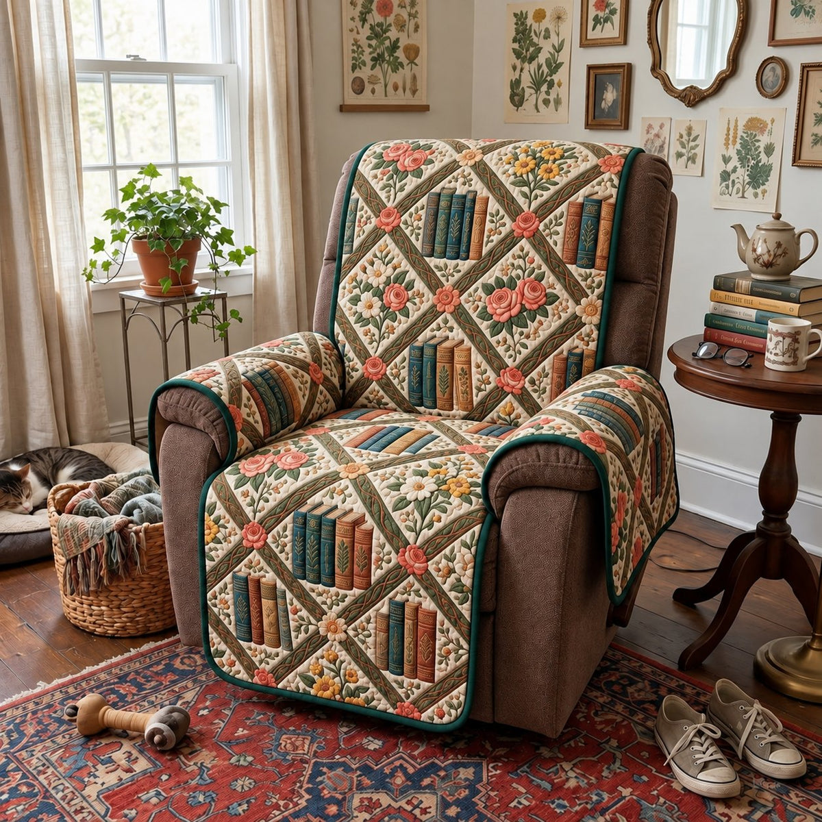 Blushing Book Blooms Sofa Cover