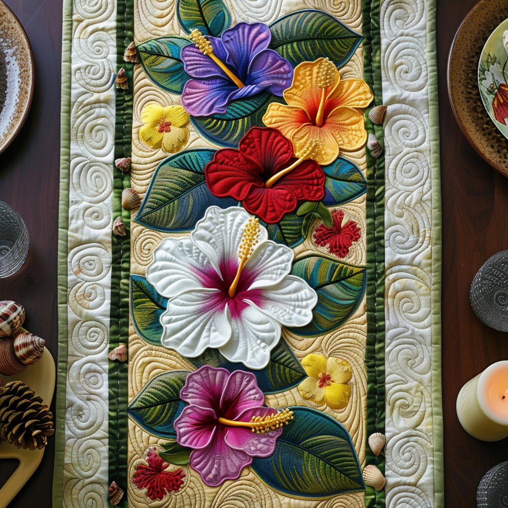 Blushing Hibiscus Table Runner