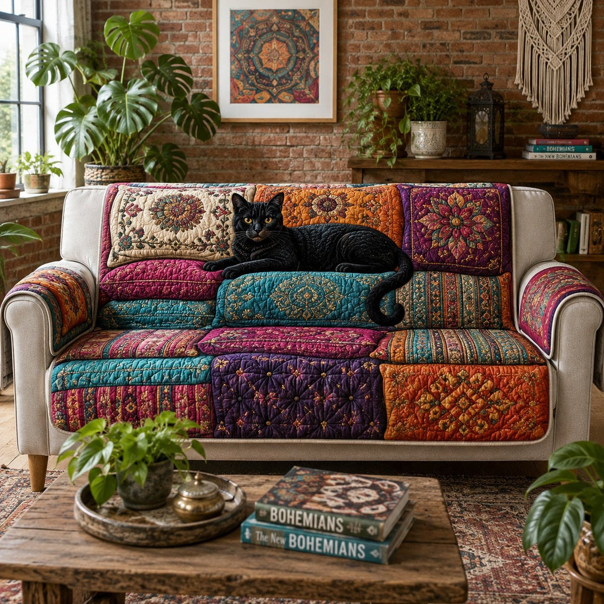 Bohemian Midnight Panther Sofa Cover