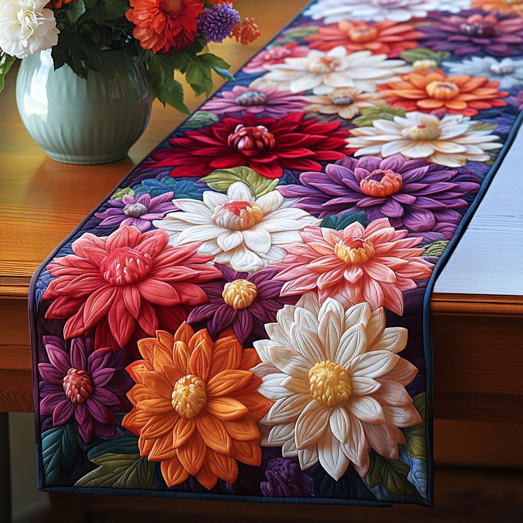 Bold Dahlia Patchwork Table Runner