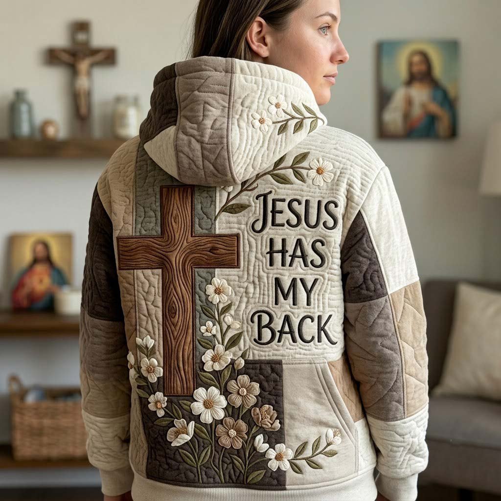 Jesus Has My Back with Flowers hoodie, all-over print