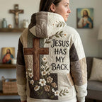 Jesus Has My Back with Flowers hoodie, all-over print