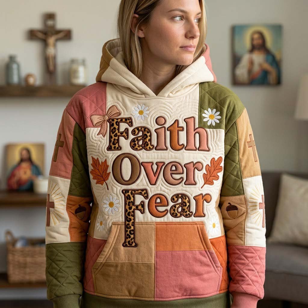 Faith Over Fear in Earth Tones hoodie, all-over print