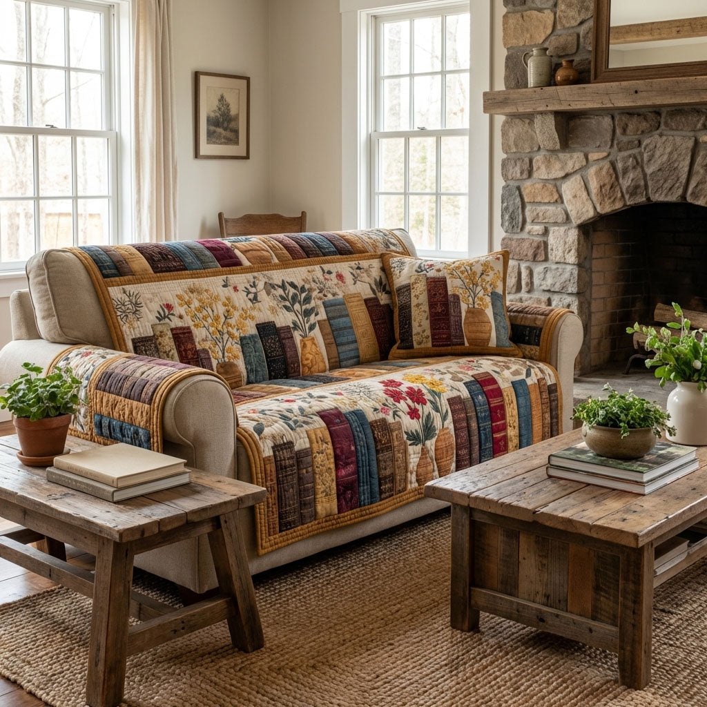 Rustic Stripe Patch Blocks Sofa Cover