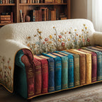Book Spines in the Meadow Sofa Cover