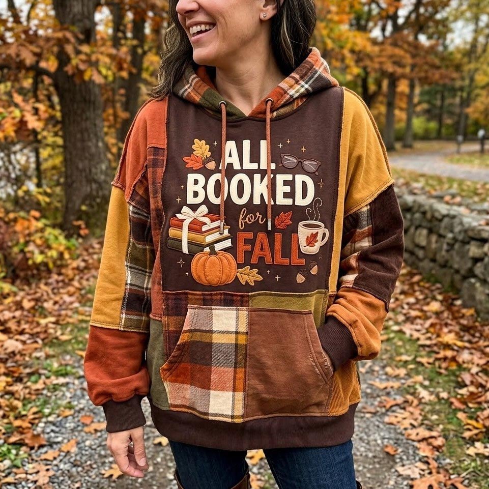 All Booked for Fall hoodie, all-over print