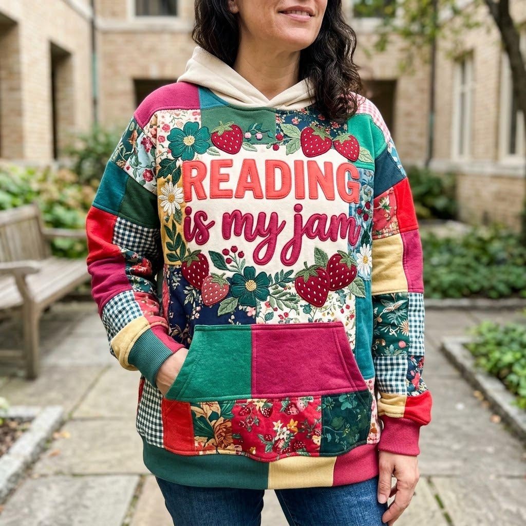 Reading Is My Jam hoodie, all-over print