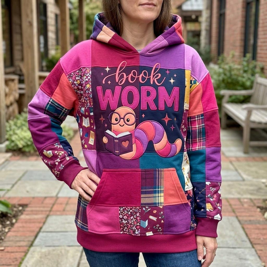 Bookworm Glasses hoodie, all-over print
