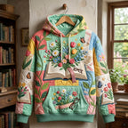 Mint Bouquet Open Book hoodie, all-over print