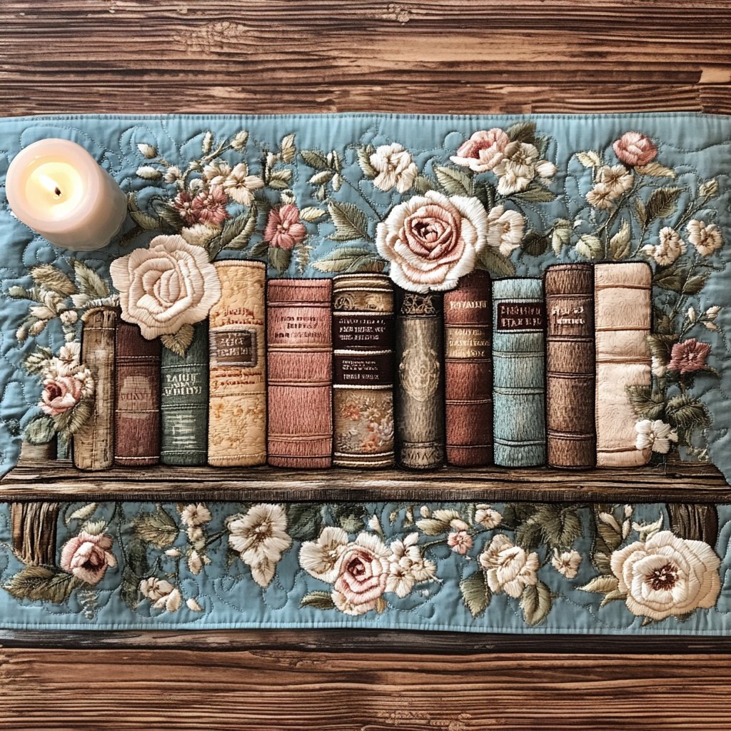 Bookshelf Bloom Table Runner
