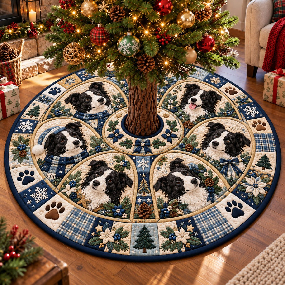 Border Collie Christmas Memories Christmas Tree Skirt