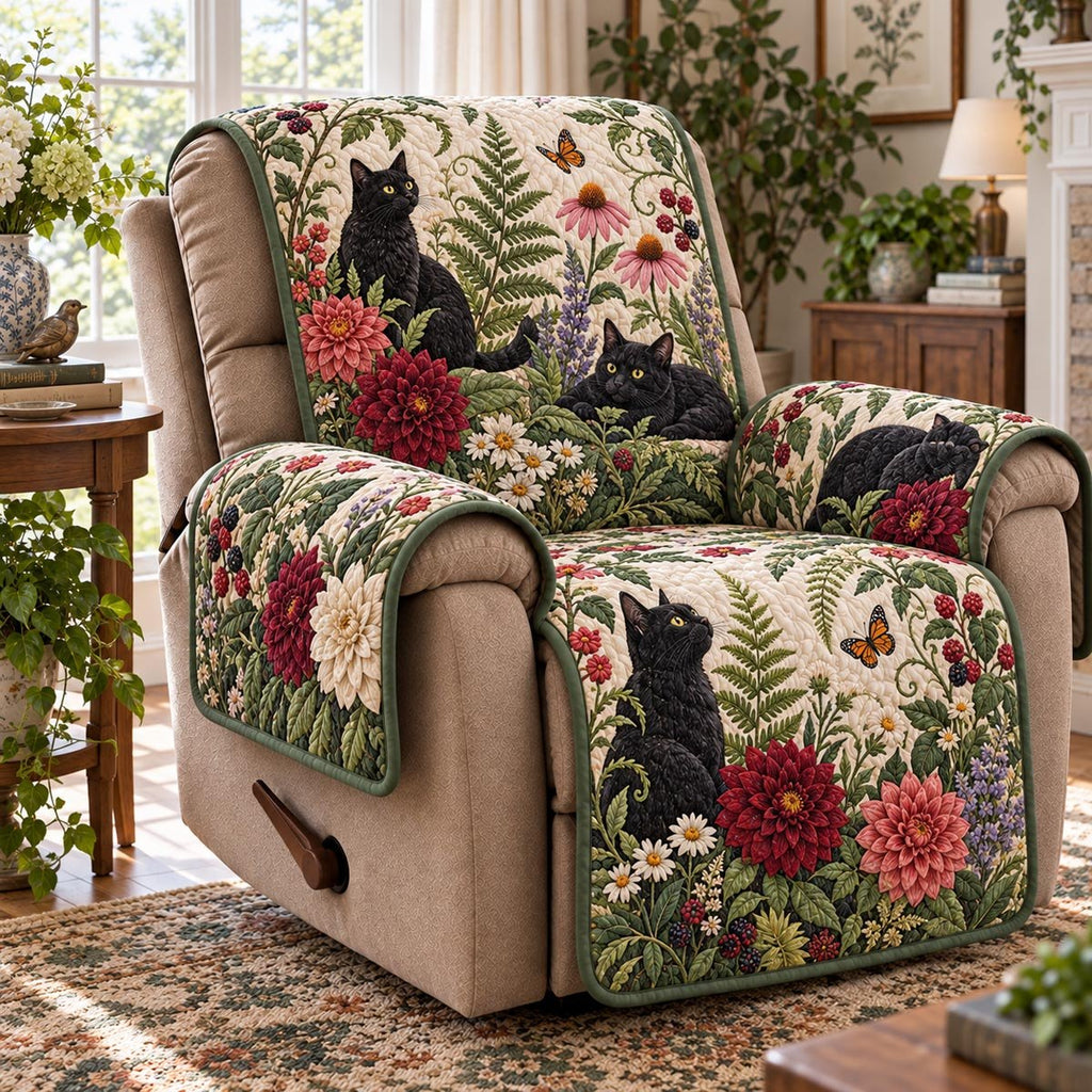 Botanical Black Cat Garden Sofa Cover