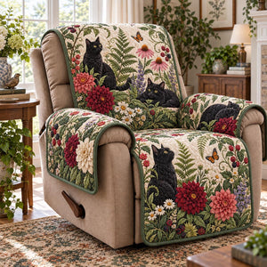 Botanical Black Cat Garden Sofa Cover - Made to Order