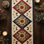 Red and Navy Diamond Medallions Table Runner