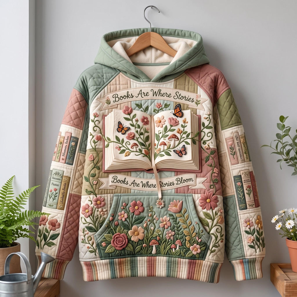 Botanical Reader hoodie, all-over print