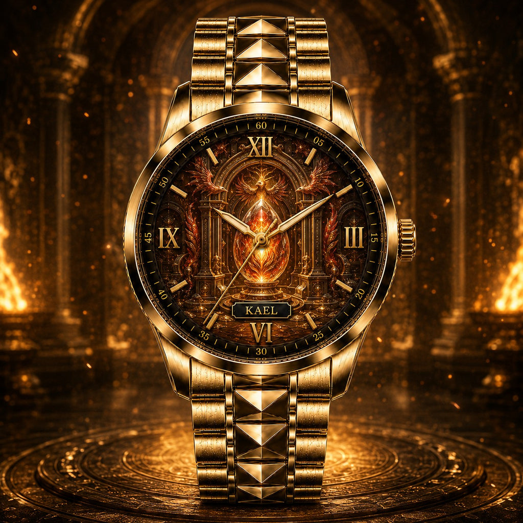Custom Personalized Phoenix Flame Crystal Watch — personalized with a custom name