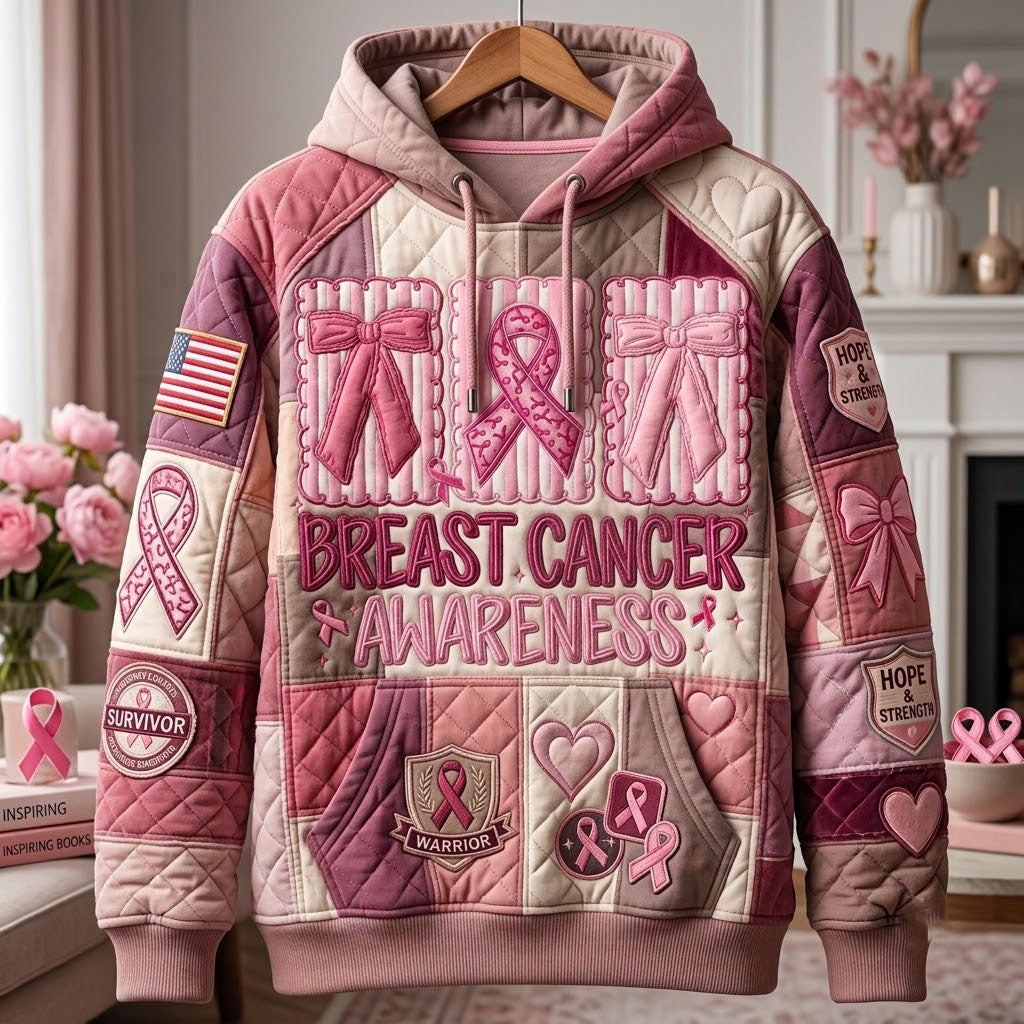 Breast Cancer Bows and Ribbons hoodie, all-over print
