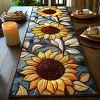 Stained Glass Sunflower Panel Table Runner