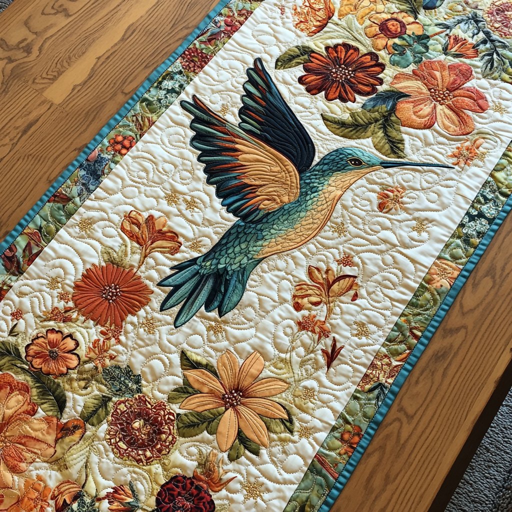 Brilliant Hummingbird Table Runner