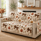 Brown Bows Sofa Cover
