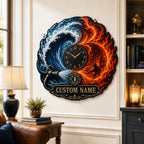 Personalized Firefighters Wall Clock with a custom name set into the design
