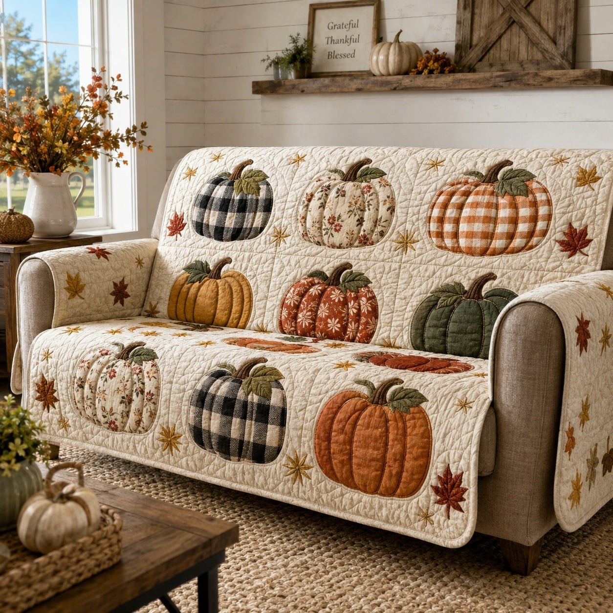 Buffalo Pumpkins Sofa Cover