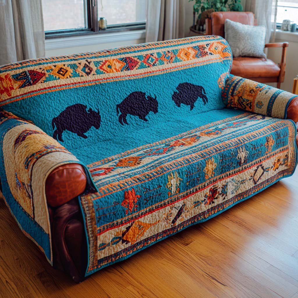 Buffalo Spirit Turquoise Sofa Cover