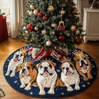 Bulldogs in Royal Crowns Christmas Tree Skirt
