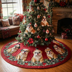 Bulldog Holly Nights Christmas Tree Skirt