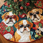 Bulldogs in Sunglasses Christmas Tree Skirt