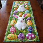 White Bunny in the Egg Filled Grass Table Runner