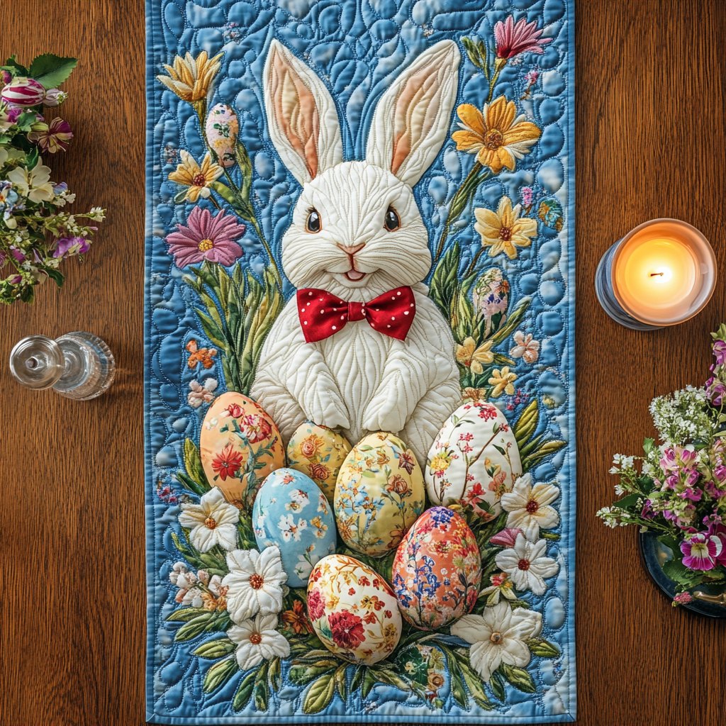 Bunny Blue Haven Table Runner