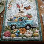 Blue Truck with Bunny and Eggs Table Runner