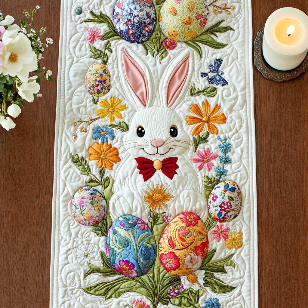 Bunny White Haven Table Runner