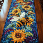 Busy Bee Bee and Sunflowers on Blue Swirls Table Runner