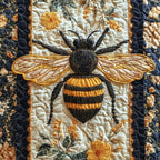 Golden Bee on Cream Panel Table Runner