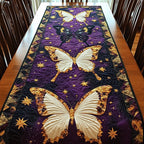 Cream Butterflies on Purple with Stars Table Runner