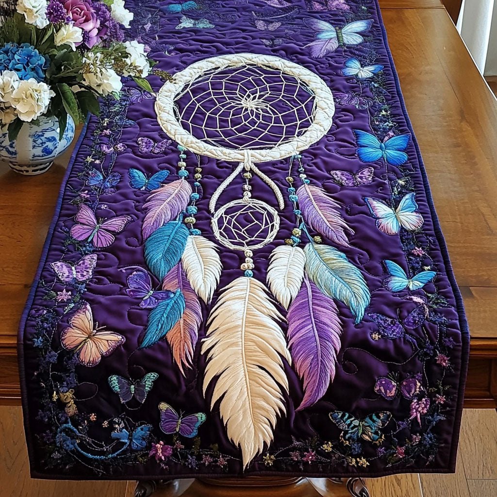 Dreamcatcher with Purple Butterflies Table Runner