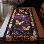 Gold Butterflies on Plum with Gold Border Table Runner