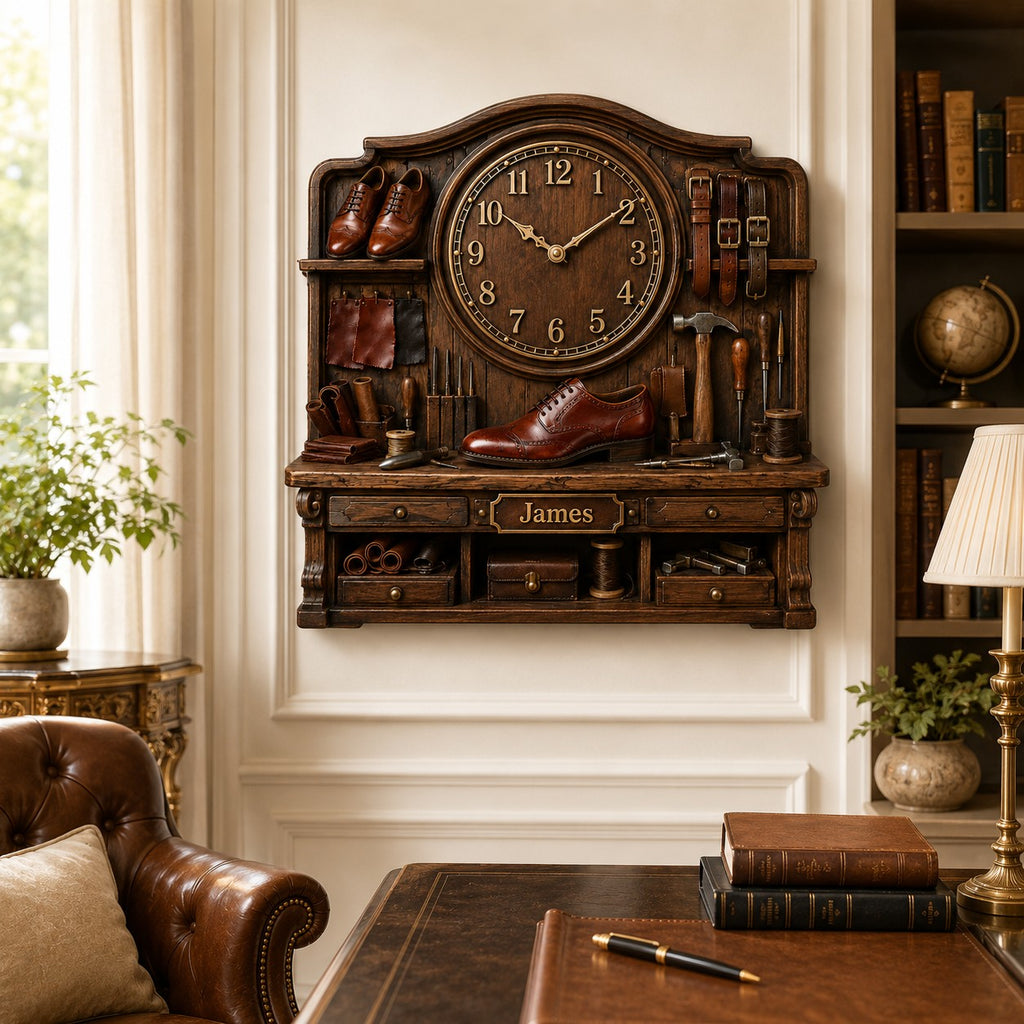 Shoemaker Custom Name Wall Clock — personalized with a custom name