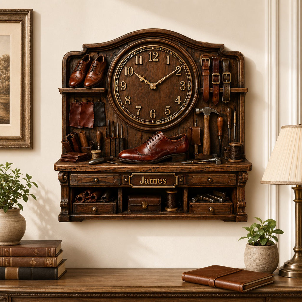 Shoemaker Custom Name Wall Clock — personalized with a custom name