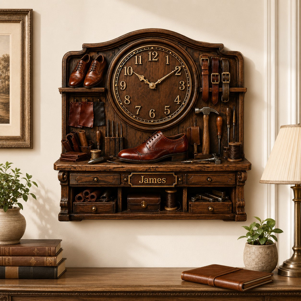 Shoemaker Custom Name Wall Clock — personalized with a custom name