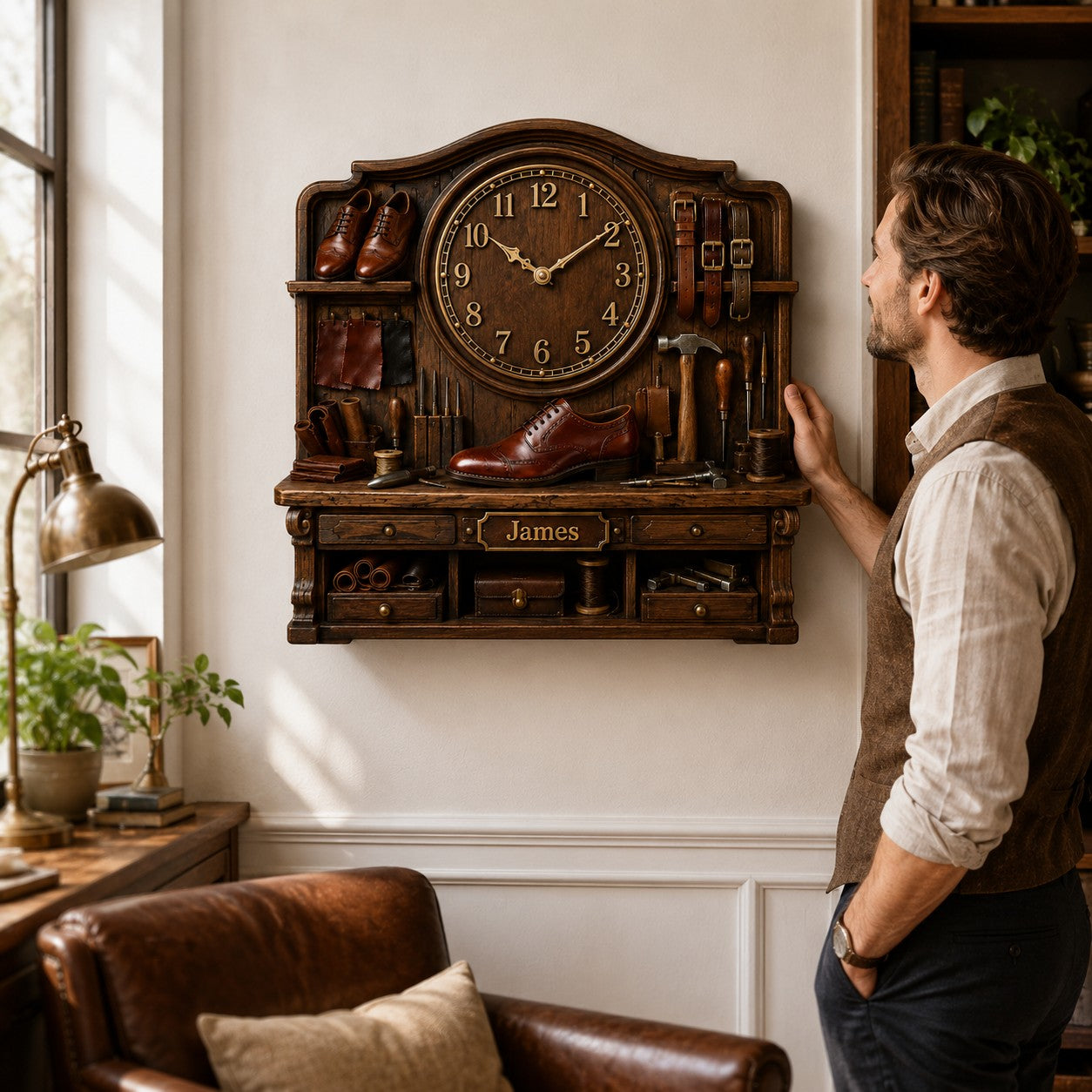 Shoemaker Custom Name Wall Clock — personalized with a custom name