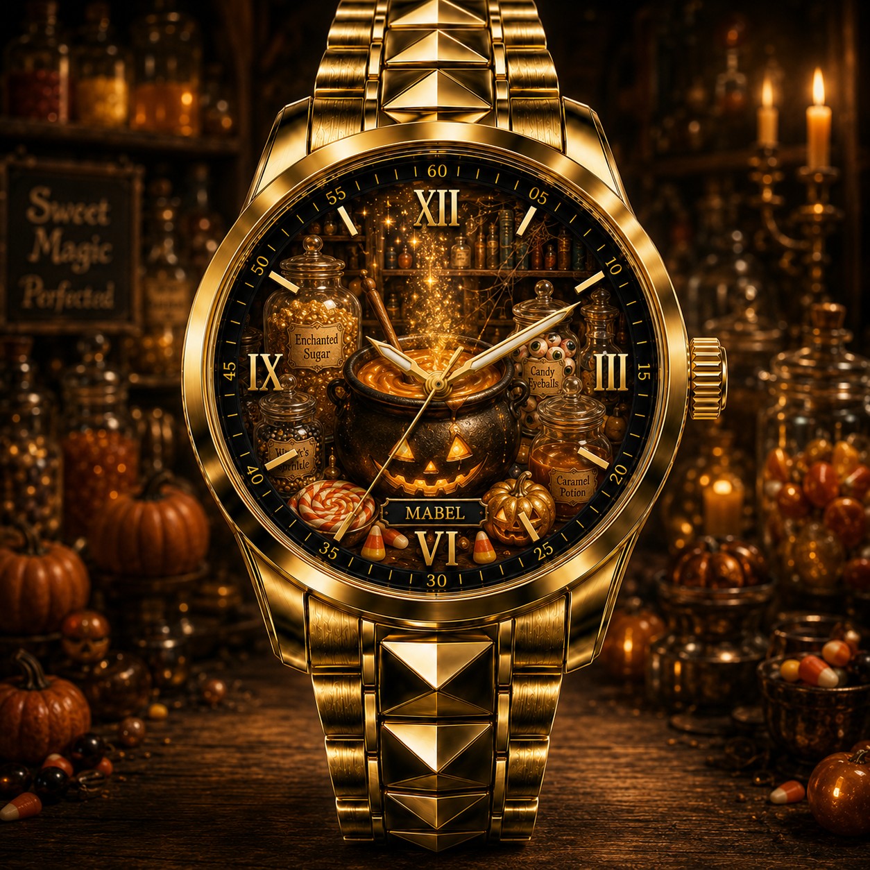 Custom Witch's Candy Cauldron Watch — personalized with a custom name