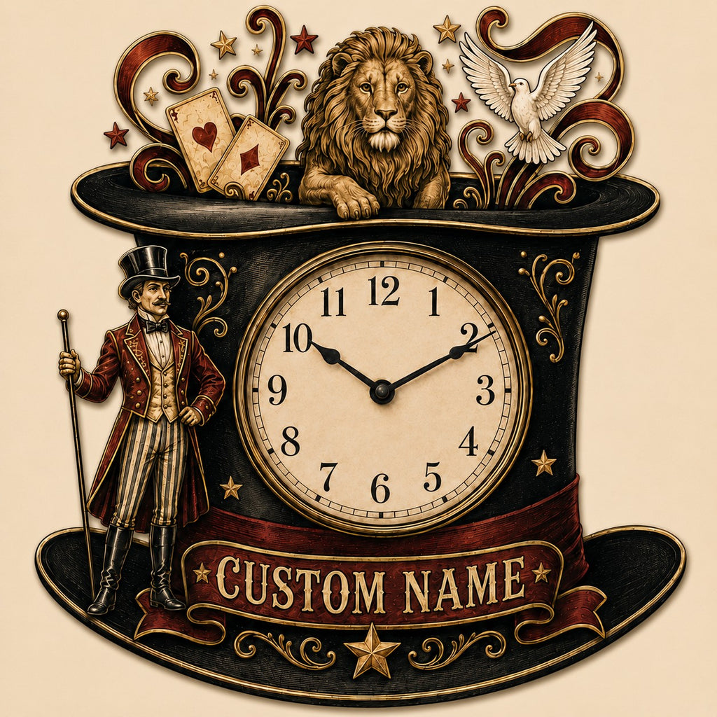 Stage magic enthusiasts Custom Name Wall Clock — personalized with a custom name